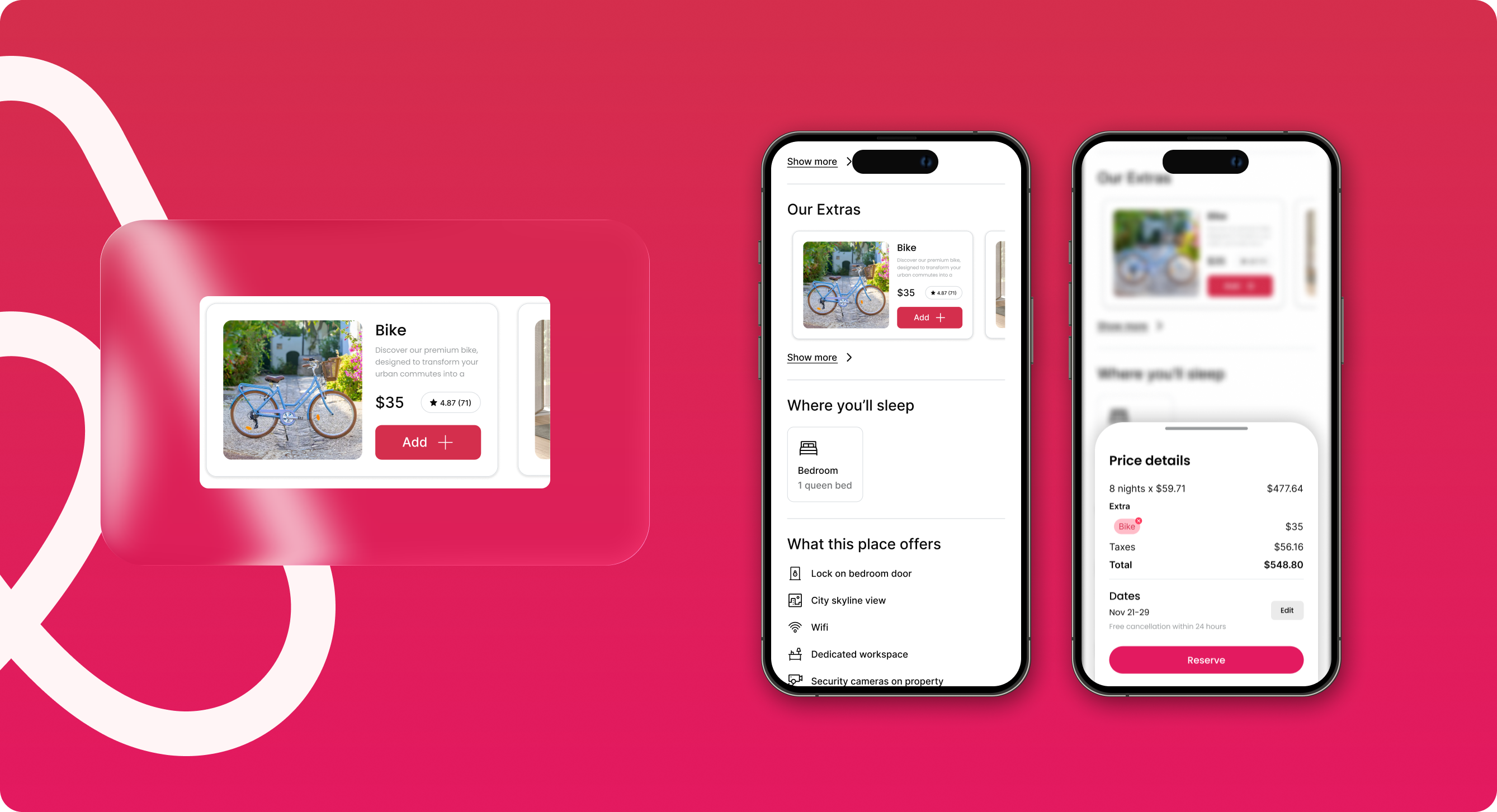 Mockup pour la fonctionnalité EXTRAS Airbnb