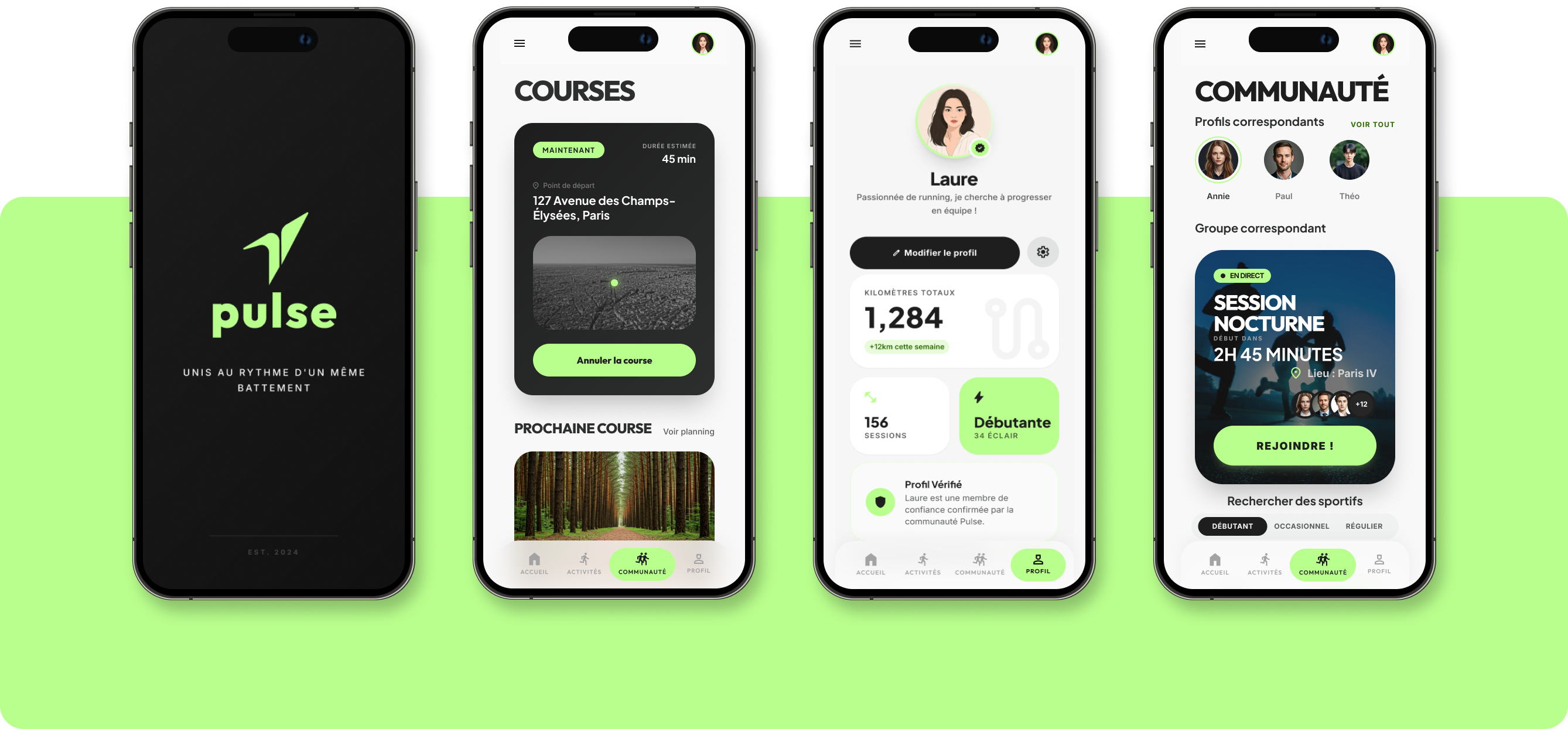 Mockup de l'application Pulse